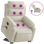 vidaXL Fotoliu electric de masaj rabatabil cu ridicare, crem, catifea vidaXL Fotoliu electric de masaj rabatabil cu ridicare, crem, catifea