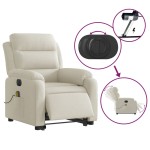 vidaXL Fotoliu electric de masaj rabatabil cu ridicare, crem, catifea vidaXL Fotoliu electric de masaj rabatabil cu ridicare, crem, catifea