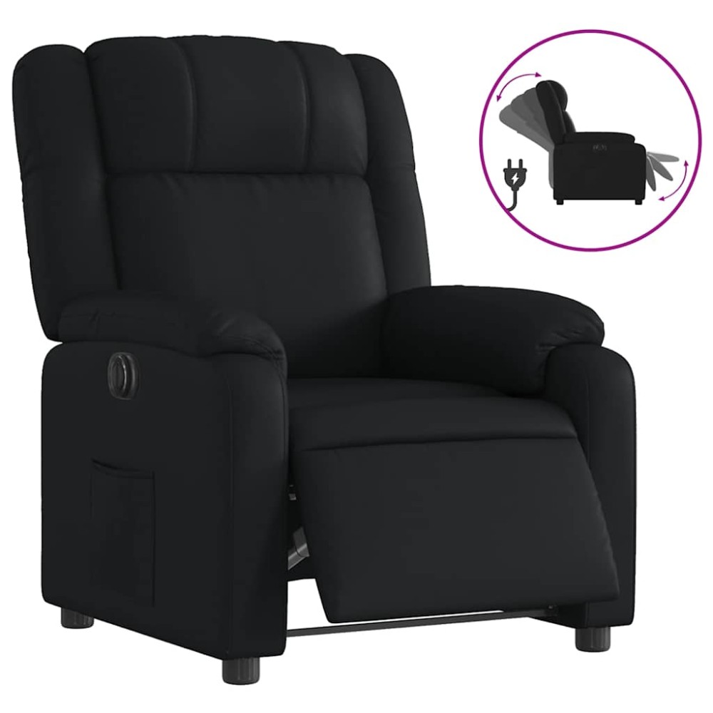 vidaXL Fotoliu rabatabil electric, negru, piele ecologică