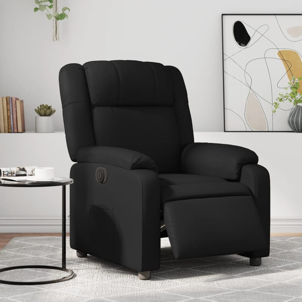 vidaXL Fotoliu rabatabil electric, negru, piele ecologică