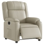 vidaXL Fotoliu rabatabil electric, crem, piele ecologică