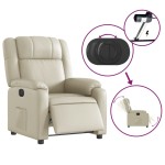 vidaXL Fotoliu rabatabil electric, crem, piele ecologică