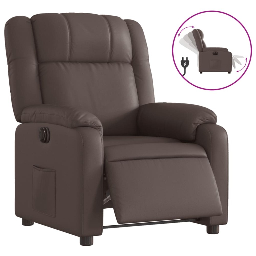vidaXL Fotoliu rabatabil electric, maro, piele ecologică