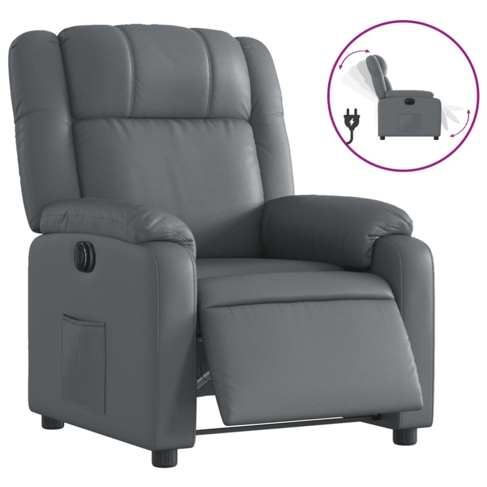 vidaXL Fotoliu rabatabil electric, gri, piele ecologică