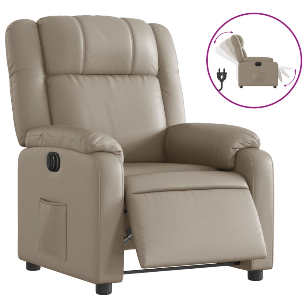 vidaXL Fotoliu rabatabil electric, cappuccino, piele ecologică
