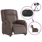 vidaXL Fotoliu electric de masaj rabatabil, maro, piele ecologică