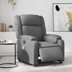 vidaXL Fotoliu de masaj electric rabatabil, gri, piele ecologică vidaXL Fotoliu de masaj electric rabatabil, gri, piele ecologică