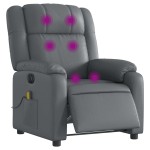 vidaXL Fotoliu de masaj electric rabatabil, gri, piele ecologică vidaXL Fotoliu de masaj electric rabatabil, gri, piele ecologică