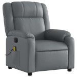 vidaXL Fotoliu de masaj electric rabatabil, gri, piele ecologică vidaXL Fotoliu de masaj electric rabatabil, gri, piele ecologică