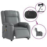 vidaXL Fotoliu de masaj electric rabatabil, gri, piele ecologică vidaXL Fotoliu de masaj electric rabatabil, gri, piele ecologică
