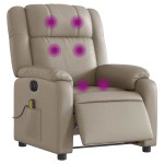 vidaXL Fotoliu electric masaj rabatabil, cappuccino, piele ecologică
