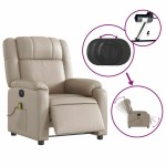 vidaXL Fotoliu electric masaj rabatabil, cappuccino, piele ecologică