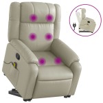 vidaXL Fotoliu rabatabil cu ridicare, crem, piele ecologică
