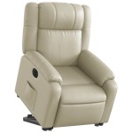 vidaXL Fotoliu rabatabil electric cu ridicare, crem, piele ecologică