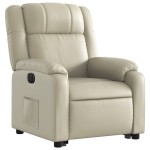 vidaXL Fotoliu rabatabil electric cu ridicare, crem, piele ecologică