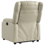 vidaXL Fotoliu rabatabil electric cu ridicare, crem, piele ecologică