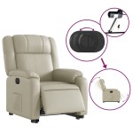 vidaXL Fotoliu rabatabil electric cu ridicare, crem, piele ecologică