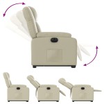 vidaXL Fotoliu rabatabil electric cu ridicare, crem, piele ecologică