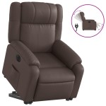 vidaXL Fotoliu rabatabil electric cu ridicare, maro, piele ecologică