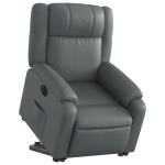 vidaXL Fotoliu rabatabil electric cu ridicare, gri, piele ecologică