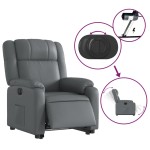 vidaXL Fotoliu rabatabil electric cu ridicare, gri, piele ecologică