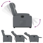vidaXL Fotoliu rabatabil electric cu ridicare, gri, piele ecologică