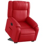 vidaXL Fotoliu rabatabil electric cu ridicare, roșu, piele ecologică