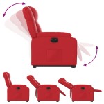 vidaXL Fotoliu rabatabil electric cu ridicare, roșu, piele ecologică