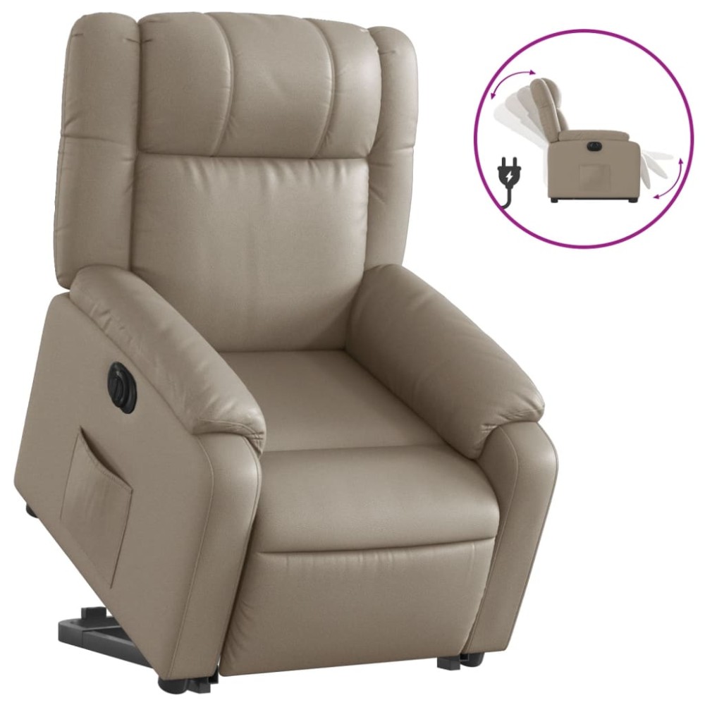 vidaXL Fotoliu rabatabil electric cu ridicare, cappuccino