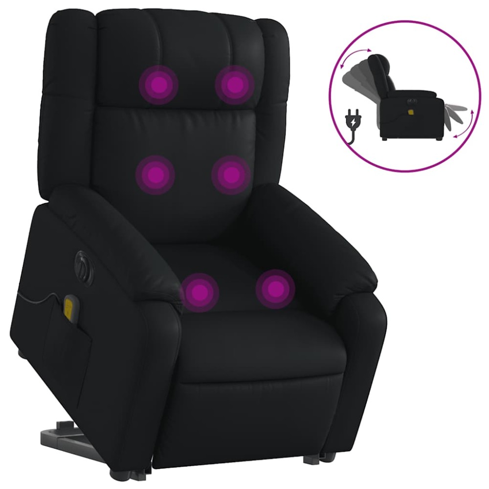 vidaXL Fotoliu electric masaj rabatabil cu ridicare, negru