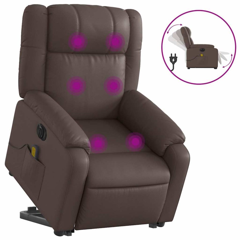vidaXL Fotoliu electric masaj rabatabil cu ridicare, maro