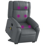 vidaXL Fotoliu masaj rabatabil electric cu ridicare, gri, piele eco