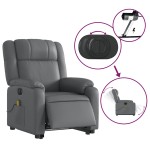 vidaXL Fotoliu masaj rabatabil electric cu ridicare, gri, piele eco