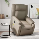 vidaXL Fotoliu electric masaj rabatabil cu ridicare, cappuccino