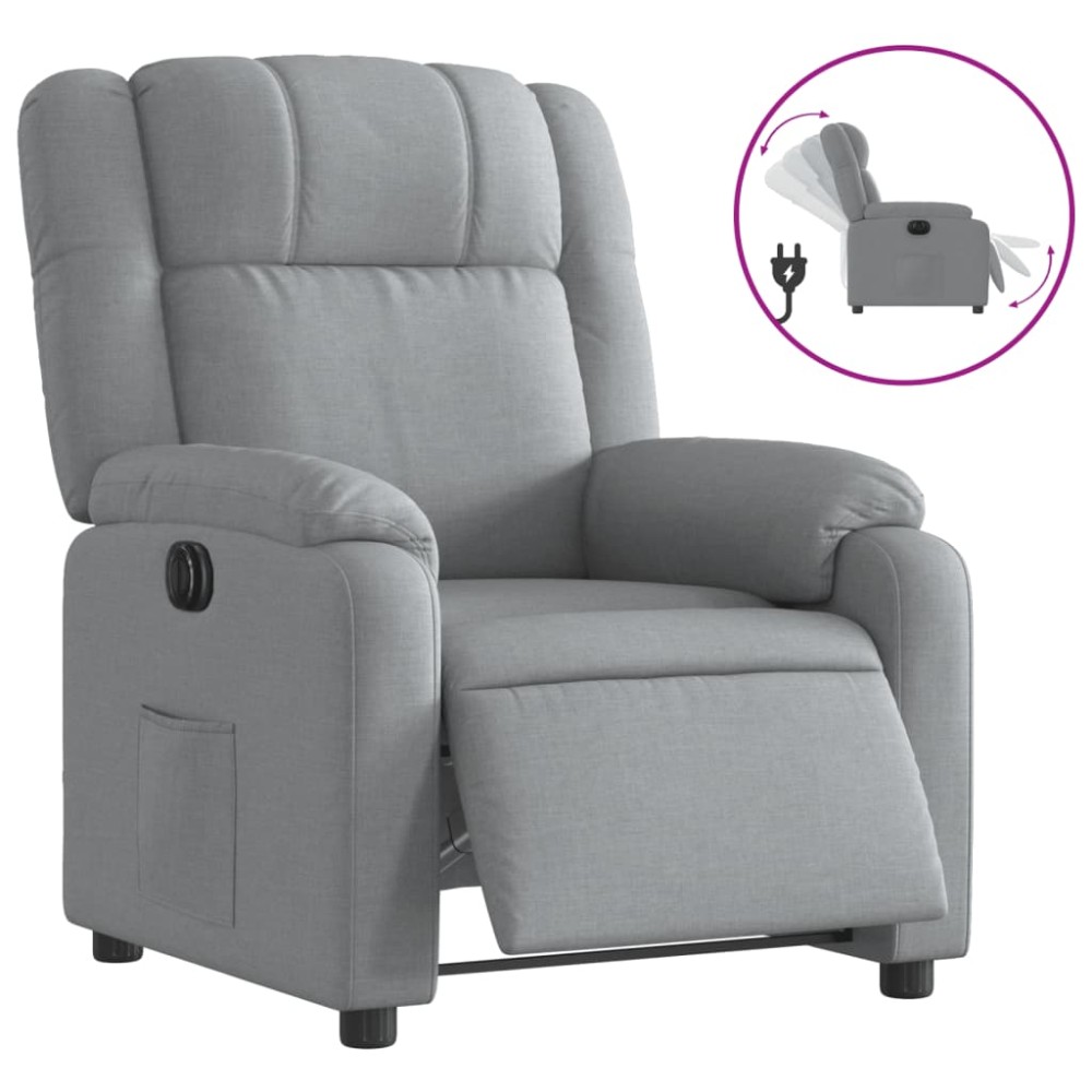 vidaXL Fotoliu rabatabil electric, gri deschis, textil