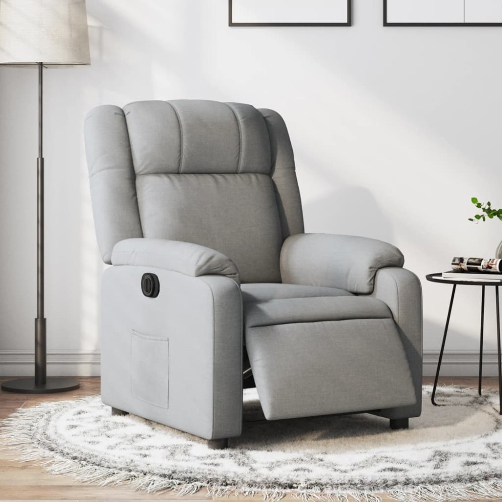 vidaXL Fotoliu rabatabil electric, gri deschis, textil