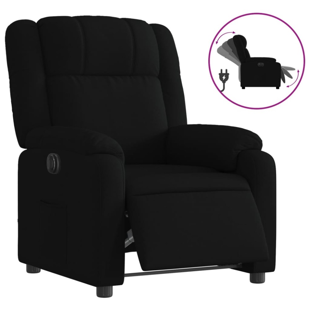 vidaXL Fotoliu rabatabil electric, negru, material textil