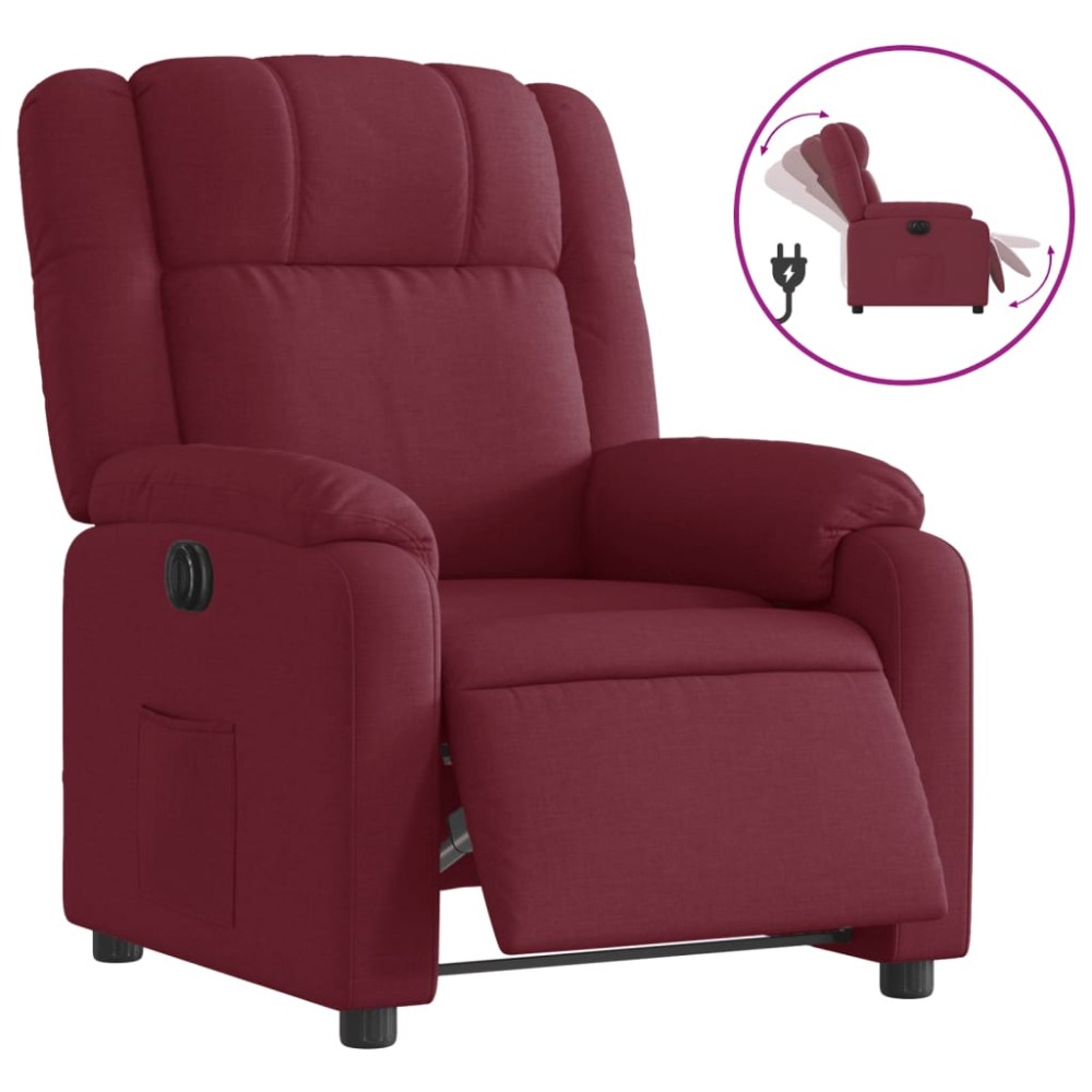 vidaXL Fotoliu rabatabil electric, roșu vin, material textil