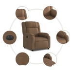 vidaXL Fotoliu rabatabil electric, maro, material textil
