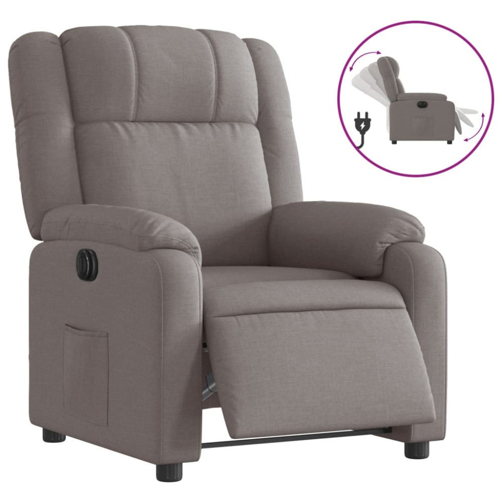 vidaXL Fotoliu rabatabil electric, gri taupe, material textil