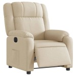 vidaXL Fotoliu rabatabil electric, crem, material textil