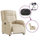 vidaXL Fotoliu rabatabil electric, crem, material textil