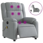 vidaXL Fotoliu electric de masaj rabatabil, gri deschis, microfibră