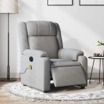 vidaXL Fotoliu electric de masaj rabatabil, gri deschis, microfibră