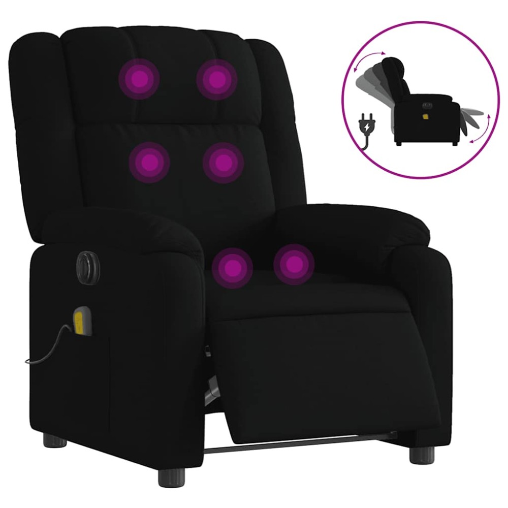 vidaXL Fotoliu electric de masaj rabatabil, negru, textil