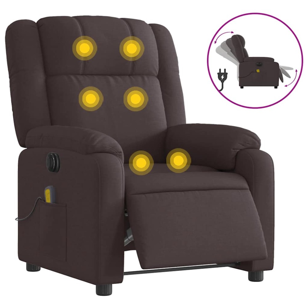 vidaXL Fotoliu electric de masaj rabatabil, maro închis, textil