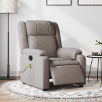 vidaXL Fotoliu electric de masaj rabatabil, gri taupe, textil