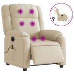 vidaXL Fotoliu electric de masaj rabatabil, crem, textil
