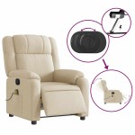vidaXL Fotoliu electric de masaj rabatabil, crem, textil