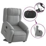 vidaXL Fotoliu rabatabil cu ridicare, gri deschis, material textil